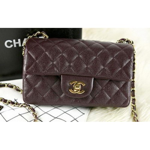 Chanel Classic Flap mini Bag Burgundy Original Cannage Pattern CHA1280 Gold
