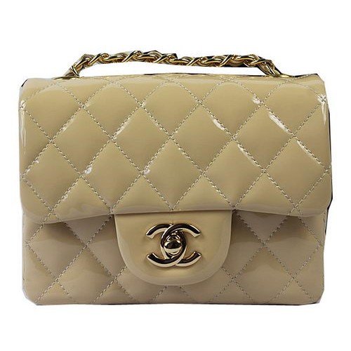 Chanel Classic MINI Flap Bag Apricot Original Patent Leather CF1115 Gold