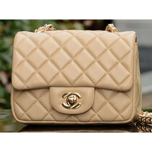 Chanel Classic MINI Flap Bag Apricot Sheepskin A37585 Gold