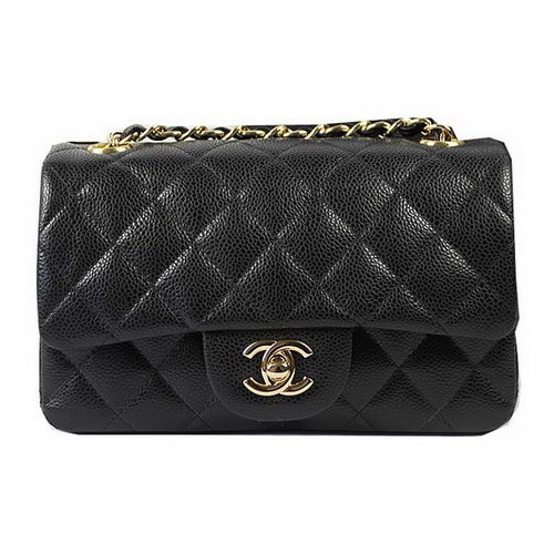 Chanel Classic MINI Flap Bag Black Cannage Pattern CF1119 Gold