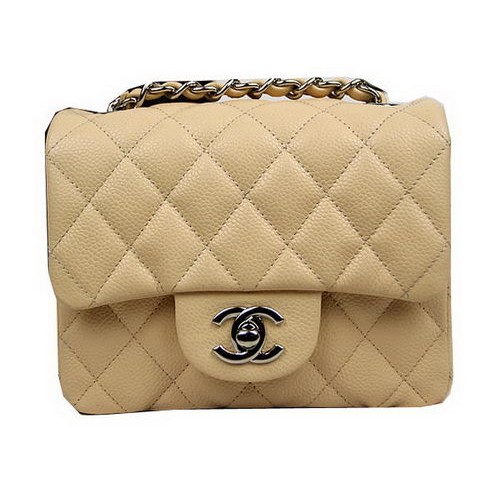 Chanel Classic MINI Flap Bag CF1115 Apricot Cannage Pattern Silver