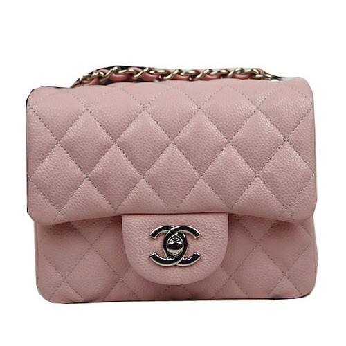 Chanel Classic MINI Flap Bag CF1115 Pink Cannage Pattern Silver