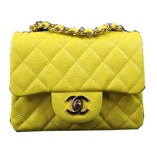 Chanel Classic MINI Flap Bag Lemon Cannage Pattern CF1115 Gold