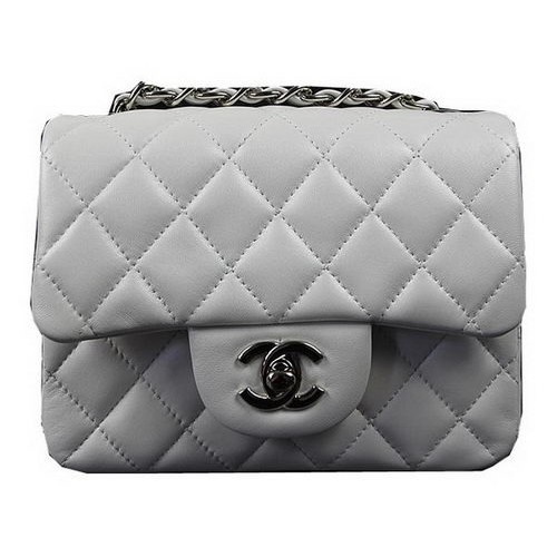 Chanel Classic MINI Flap Bag OffWhite Original Sheep Leather CF1115 Silver