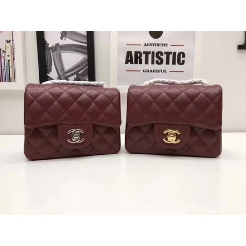 Chanel Classic MINI Flap Bag Original Cannage Pattern A1115 Wine