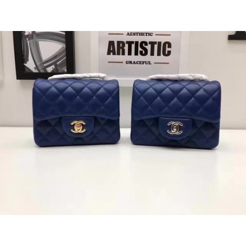 Chanel Classic MINI Flap Bag Original Sheepskin Leather A1115 Blue