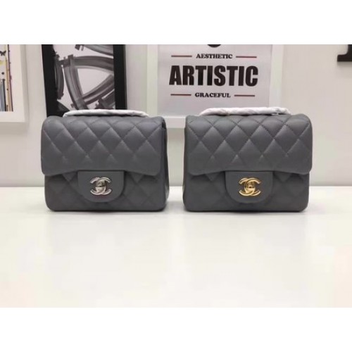 Chanel Classic MINI Flap Bag Original Sheepskin Leather A1115 Grey