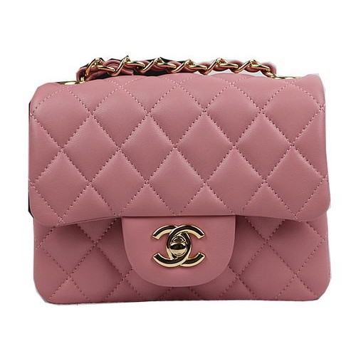 Chanel Classic MINI Flap Bag Pink Original Sheep Leather CF1115 Gold