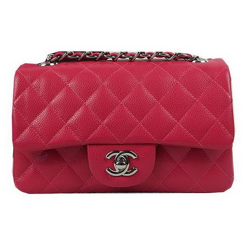 Chanel Classic MINI Flap Bag Rose Cannage Pattern CF1119 Silver