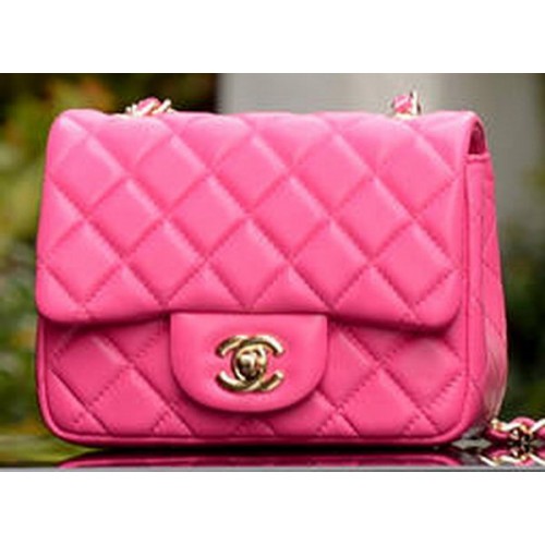 Chanel Classic MINI Flap Bag Rose Sheepskin A37585 Gold