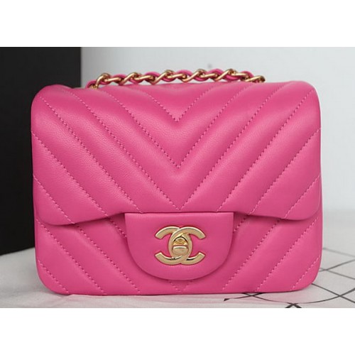 Chanel Classic MINI Flap Bag Sheepskin Leather A1115 Rose