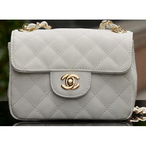Chanel Classic MINI Flap Bag White Cannage Pattern A1115 Gold