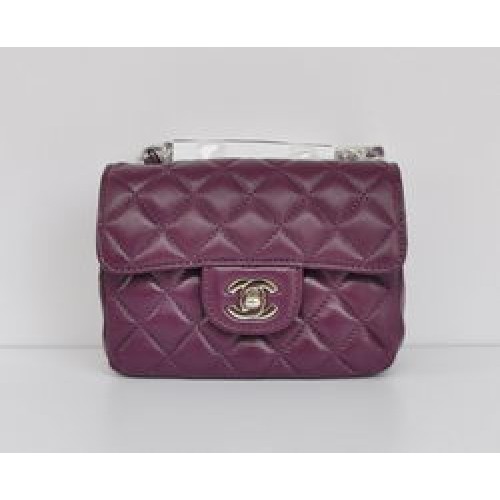 Chanel Classic Purple Lambskin Silver Chain Quilted Flap Bag 1115