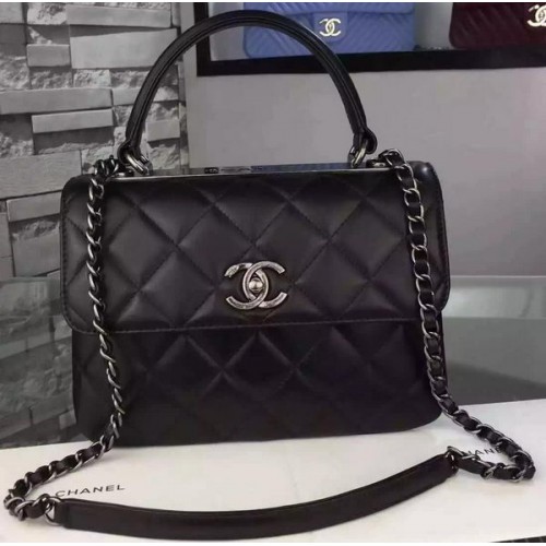 Chanel Classic Top Flap Bag Black Original Leather A98079 Silver