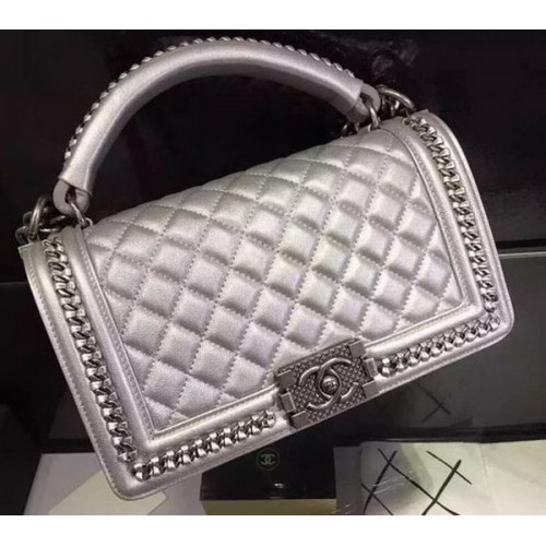 Chanel Classic Top Flap Bag Original Leather A90095 Silver