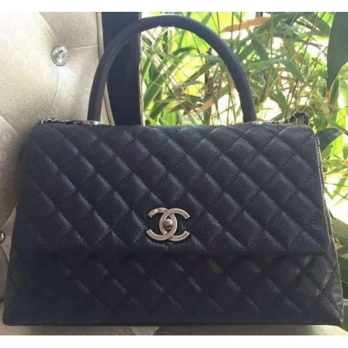 Chanel Classic Top Handle Bag Original Cannage Pattern A95168 Black