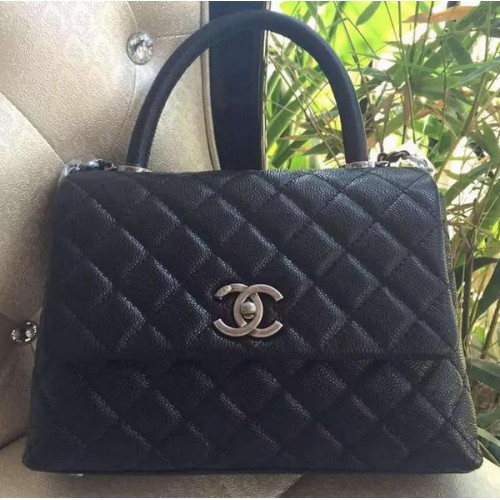 Chanel Classic Top Handle Bag Original Cannage Pattern A95169 Black