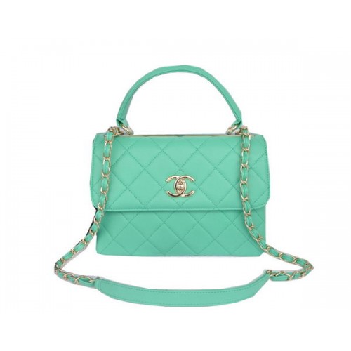 Chanel Classic Top Handle Bag Original Sheepskin Leather CHA92236 Green