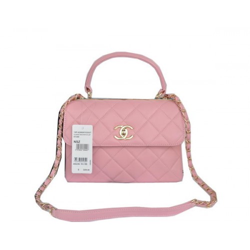 Chanel Classic Top Handle Bag Original Sheepskin Leather CHA92236 Pink