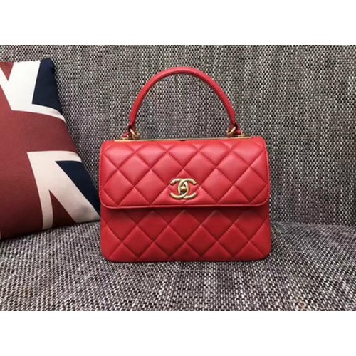 Chanel Classic Top Handle Bag Sheepskin Leather CHA2371 Red
