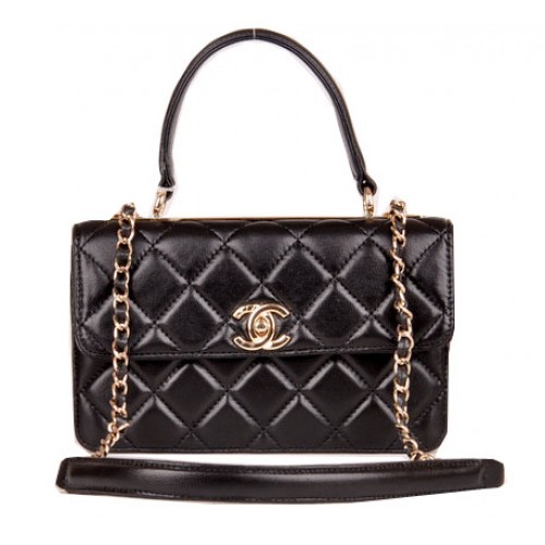 Chanel Classic Top Handle Bag Sheepskin Leather CHA92236 Black