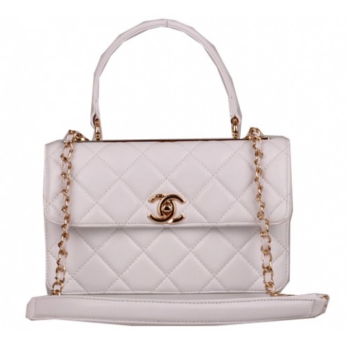 Chanel Classic Top Handle Bag Sheepskin Leather CHA92236 White