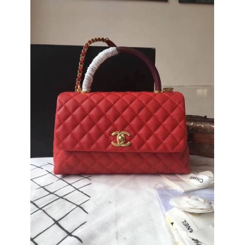 Chanel Classic Wine Top Handle Bag Red Original Leather A92292 Gold