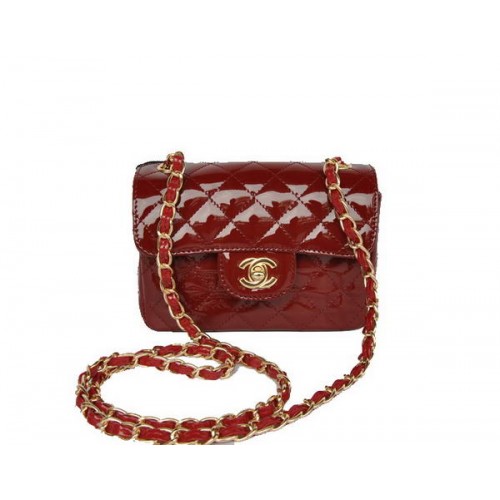 Wholesale Chanel Classic mini Flap Bag 1115 Bordeaux Patent Gold Hardware