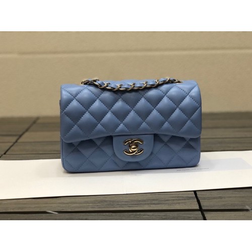 Chanel Classic mini Flap Original Sheepskin Leather Bag 1116 Blue