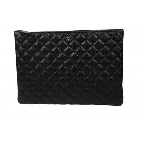 Chanel Clutch Bag Black Original Cannage Pattern A69254 A69253 A69252 Gold