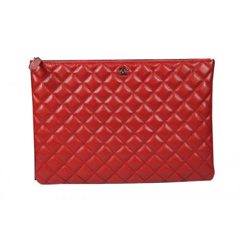 Chanel Clutch Bag Original Cannage Pattern Leather A69254 A69253 Red