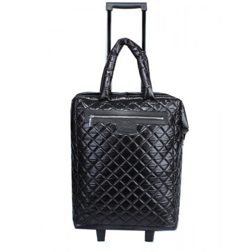 Chanel CoCo Cocoon Quilted Nylon Trolley Case A90184 Black