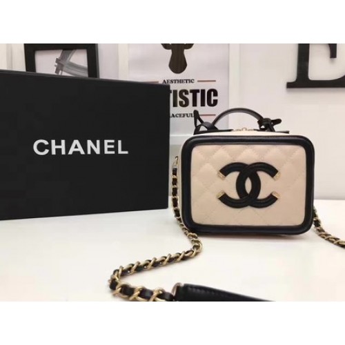Chanel Cosmetic Bag Original Cannage Pattern A93341 Apricot&Black