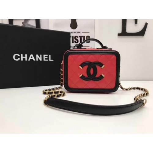 Chanel Cosmetic Bag Original Cannage Pattern A93341 Red&Black