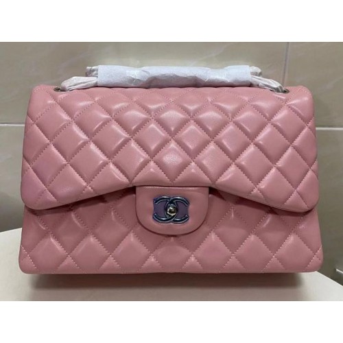 Chanel Double Flaps Bags Original Sheepskin Leather Jumbo Pink A36097 Gold