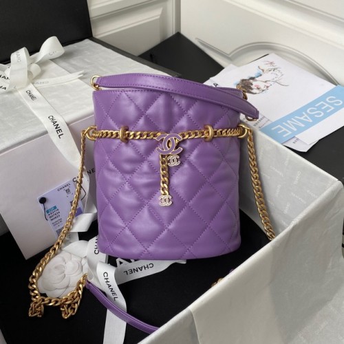 Chanel Drawstring Bag Gold Metal AS3116 purple