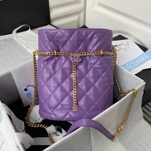 Chanel Drawstring Bag Gold Metal AS3117 purple