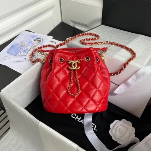 Chanel Drawstring Sheepskin bag AS2057 red