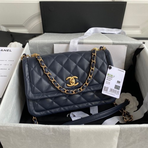 Chanel Flap Bag Sheepskin Gold-Tone Metal AP1737 Navy