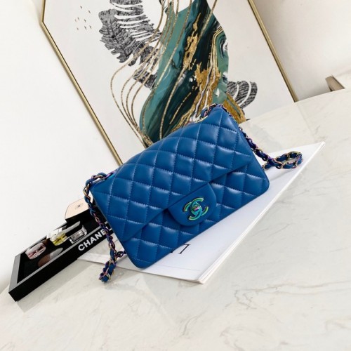 Chanel Flap Lambskin Shoulder Bag 1116 Electro optic blue