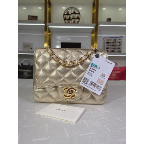 Chanel Flap Lambskin Shoulder Bag A01115 gold