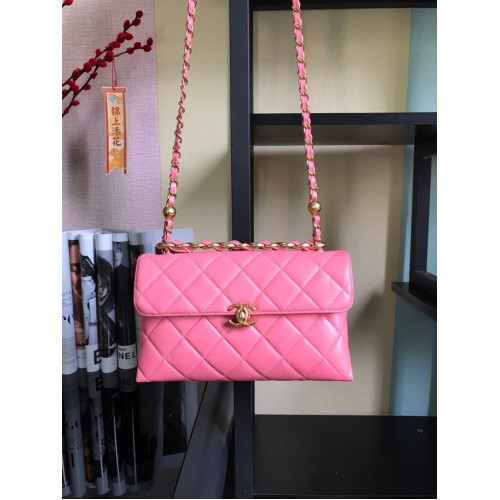 Chanel Flap Lambskin Shoulder Bag AS1267 pink