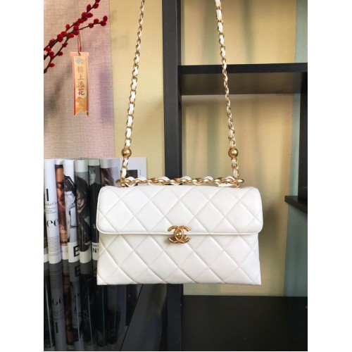 Chanel Flap Lambskin Shoulder Bag AS1267 white