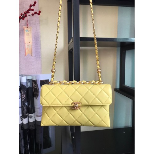 Chanel Flap Lambskin Shoulder Bag AS1267 yellow