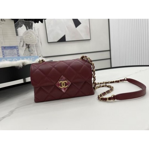 Chanel Flap Lambskin Shoulder Bag AS2556 Burgundy