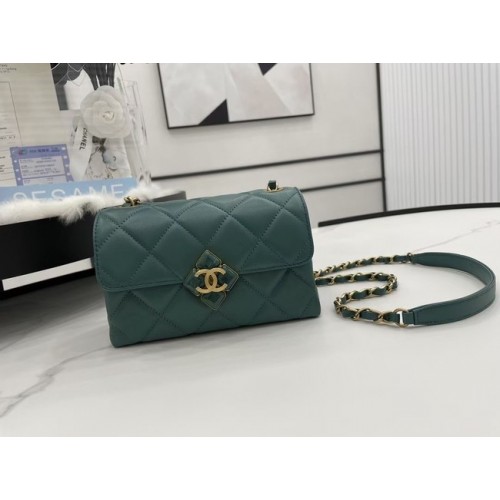 Chanel Flap Lambskin Shoulder Bag AS2556 green