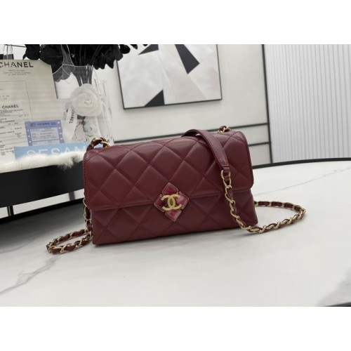Chanel Flap Lambskin Shoulder Bag AS2557 Burgundy