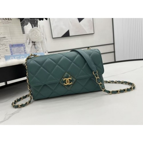 Chanel Flap Lambskin Shoulder Bag AS2557 green