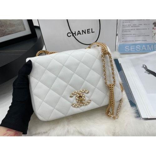 Chanel Flap Lambskin Shoulder Bag AS2975 white