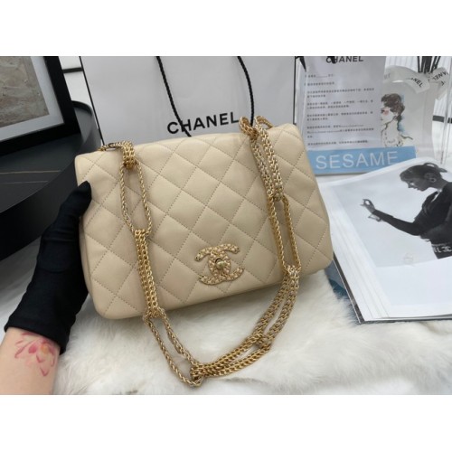 Chanel Flap Lambskin Shoulder Bag AS2976 cream